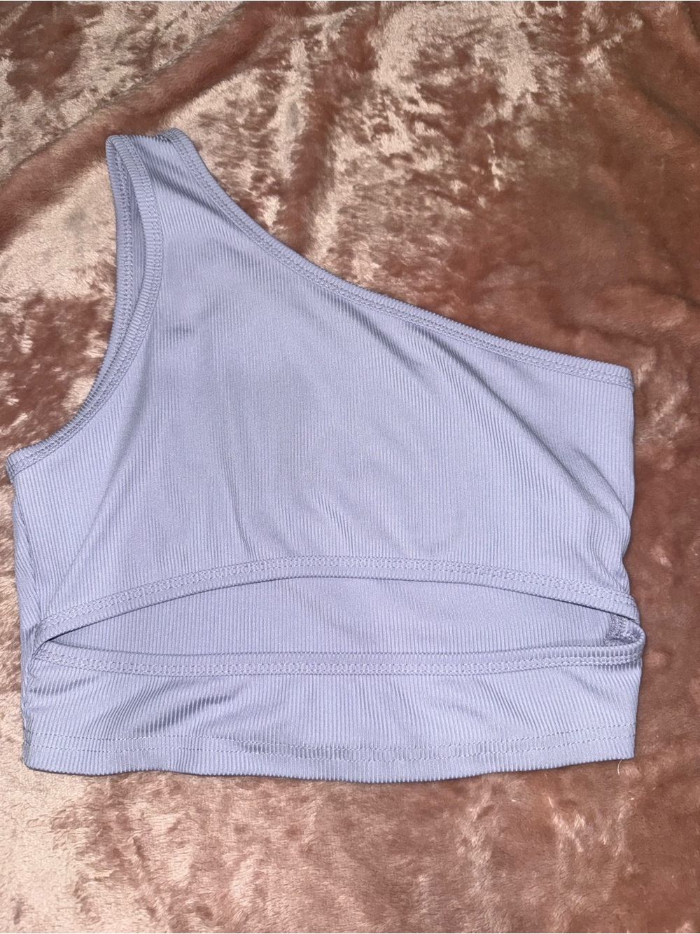 One-Shoulder Ribbed Crop Top in Light Lavender